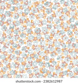 Seamless floral pattern. A field with tiny flowers. Imitation of gouache. Print for textiles, packaging. Vector illustration.