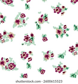 Seamless floral pattern. A field with tiny flowers. Imitation of gouache. Print for textiles, packaging. Vector illustration.