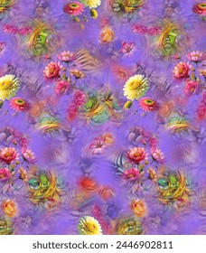 Sin costura con el patrón floral 
Flor todo Botánico y acuarela Pastel Molido Sin Costura 