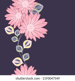 Patrón floral sin foco con manzanilla floral.  Ilustración vectorial de dibujo manual.