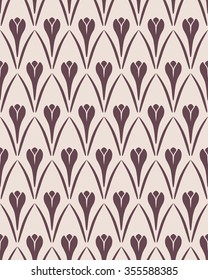 Seamless floral pattern. Flower Crocus vintage background. Saffron herb cuisine texture. Brown, gray contrast colored. Vector
