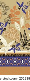 Seamless floral pattern - flower elements and leaves. Abstract romantic flowers; for fabric, fashion, wallpapers, postcards, greeting cards. Elegant textile pattern design.