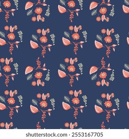 Seamless floral pattern, flower elements, illustration, background, endless, all over print to use textile, fabric, wallpaper, clothing, fashion, home textile, packaging, gift wrap vector artwork