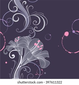 Nahtlose Blumenmuster mit Blütenlilie. Element für Design. Handzeichnung, Vektorgrafik.