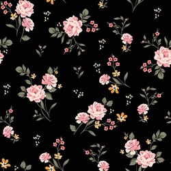 Seamless Floral Pattern Flower Pattern On Black Background