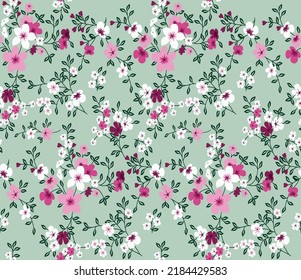 Seamless Floral Pattern flower pattern on green background