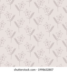 Seamless floral pattern. Flower print for walppaper and textile design. Vector illustration.