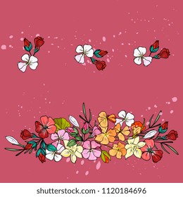 Seamless floral pattern with flowers and buds of pink geranium on pink background. Perfect for summer greeting cards and wedding invitation
