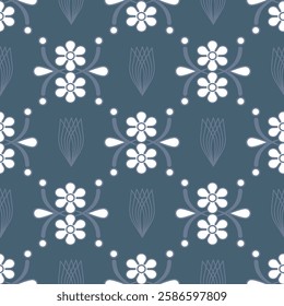 Seamless floral pattern with flowers and butterflies in a vintage design