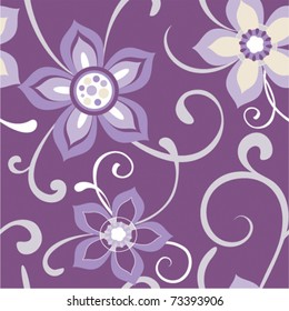 Seamless floral pattern flowers at dark lilac background
