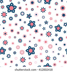 Seamless floral pattern with flowers of fresh colors on a white background