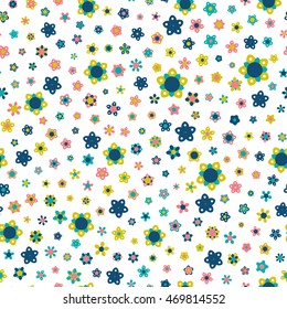 Seamless floral pattern with flowers of fresh colors on a white background