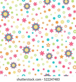 Seamless floral pattern with flowers of fresh colors on a white background