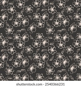 Seamless floral pattern of flowers. Hand drawn botanical.