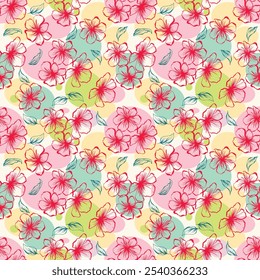 Seamless floral pattern of flowers. Hand drawn botanical.
