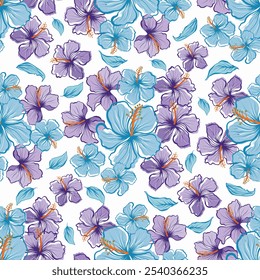 Seamless floral pattern of flowers. Hand drawn botanical.