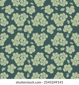 Seamless floral pattern of flowers. Hand drawn botanical.