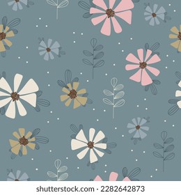 Patrón floral sin foco. Flores dibujadas a mano en tonos pastel. ilustración vectorial