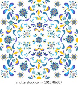 Seamless floral pattern from flowers and leaves. Vector illustration