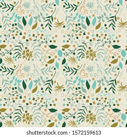 Seamless floral pattern with flowers and leaves. Modern background with hand drawn elements.
