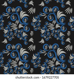 seamless floral pattern with flowers and leaves plants exotic shapes