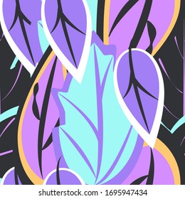 seamless floral pattern with flowers and leaves plants exotic shapes