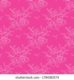 Patrón floral sin foco con flores y hojas. - Ilustración del vector