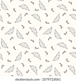 Seamless floral pattern with flowers, leaves and branches, on a light background in graphic style, hand drawn.. Vintage engraving style, for print, fabric, wallpaper.