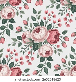 Seamless floral pattern. Flowers and Leaves Design Elements