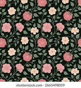 Patrón floral sin fisuras. Elementos de diseño de flores y hojas
