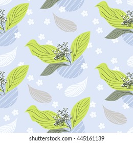 Seamless floral pattern with flowers and leaves. Vector illustration.