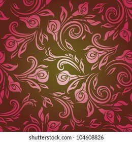 Seamless floral pattern. Flowers on a green background. EPS10