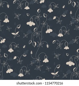 Seamless floral pattern. Flowers on a blue background. Vector illustration.