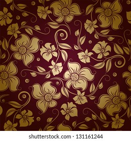 Seamless floral pattern. Flowers on a brown background. EPS10