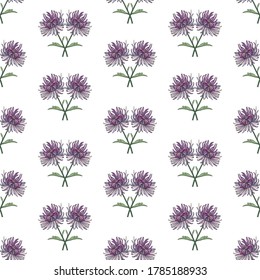 Seamless floral pattern. Flowers on a white background. Chrysanthemums. For decoration of fabric, Wallpaper, paper, packaging.