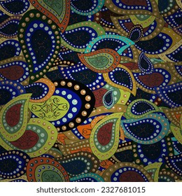 seamless floral pattern with flowers on pleasant colors. Flowers on pleasant colors in watercolor style. Paisley.