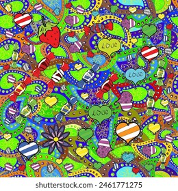 seamless floral pattern with flowers on pleasant colors. Flowers on pleasant colors in watercolor style.
