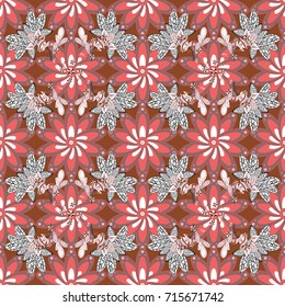 Seamless floral pattern with flowers on white, neutral and pink background. Flowers on white, neutral and pink background in watercolor style.