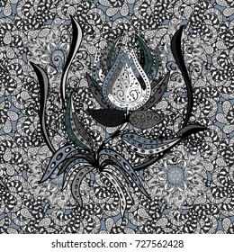 Seamless floral pattern with flowers on gray, black and neutral colors. Flowers on gray, black and neutral colors in watercolor style.