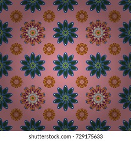 Seamless floral pattern with flowers on pink, green and blue colors. Flowers on pink, green and blue colors in watercolor style.