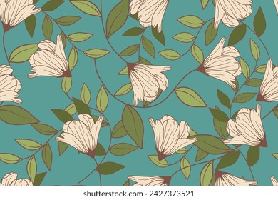 seamless floral pattern with flowers oriental style Modern flower cloth, luxurious fabrics, cotton pattern, wallpaper, satin fabric, book covers, wrapping paper background	