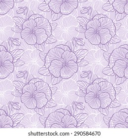 Seamless floral pattern with flowers of pansy