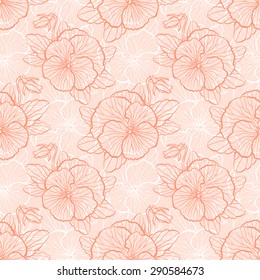 Seamless floral pattern with flowers of pansy