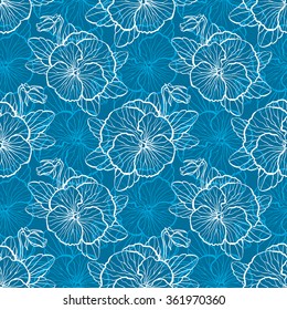 Seamless floral pattern with flowers of pansy