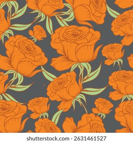 Seamless floral pattern. Flowers peonies. Vintage background. Vector illustration. Dark green, white, gold foil. Template for textiles, wallpaper, paper, curtains, upholstery fabric, interior decor
