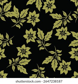 Patrón floral sin fisuras. Flores peonías. Antecedentes de Antiguas. Ilustración vectorial. Lámina verde oscura, blanca y dorada. Plantilla para textiles, Fondo de pantalla, papel, cortinas, tela de tapicería, decoración interior
