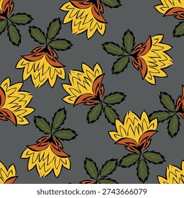 Seamless floral pattern. Flowers peonies. Vintage background. Vector illustration. Dark green, white, gold foil. Template for textiles, wallpaper, paper, curtains, upholstery fabric, interior decor
