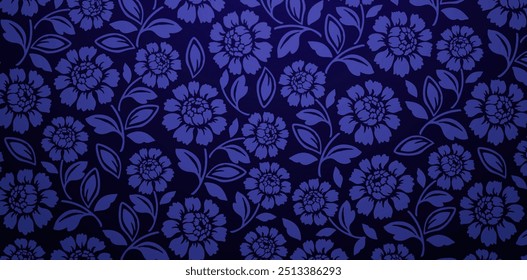 seamless floral pattern with flowers peony with a dark blue backgrounds for wallpaper the bedroom, patterned fills, webs pages, surface textures, book covers, fabrics printing, textiles tiles interior