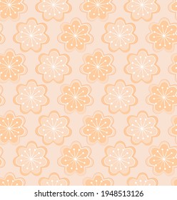 Seamless floral pattern of flowers with petals and stamens. Vector illustration for wallpaper, textile, background in pink pastel colors.