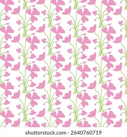 seamless floral pattern with flowers. Repeatable botanical background. Flat vector illustration
